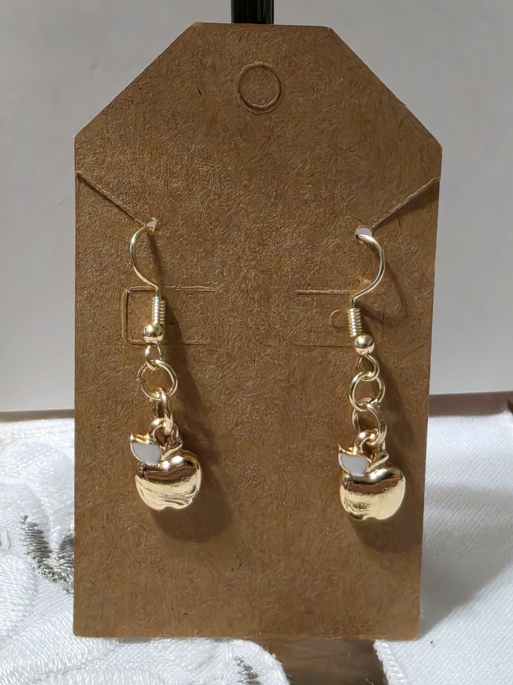 Gold Apple Drop Earrings